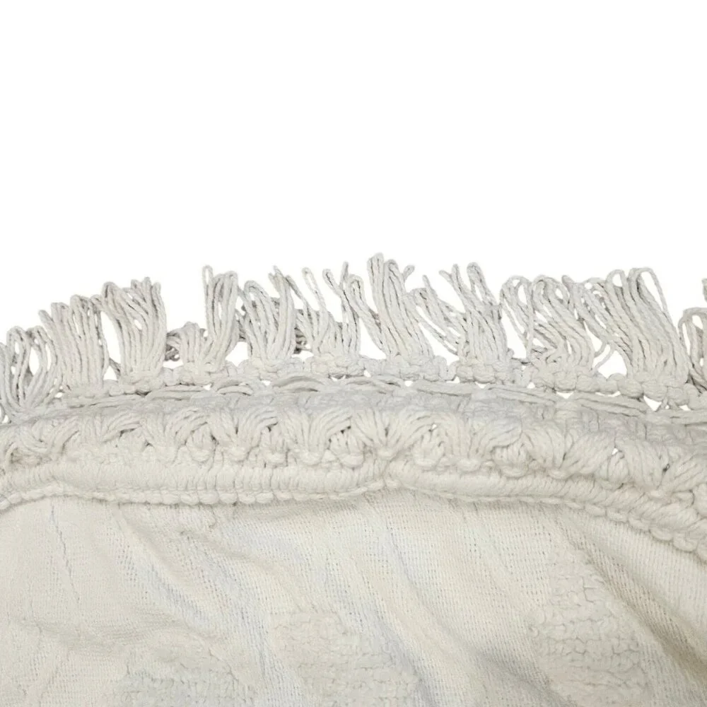 Chenille Pillow Shams Set of 2 White Cotton Standard 20X28 Fringe Floral Cottage